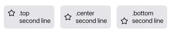 Three boxes, each with a star icon beside two lines of text: the star is at the top, the middle and the bottom